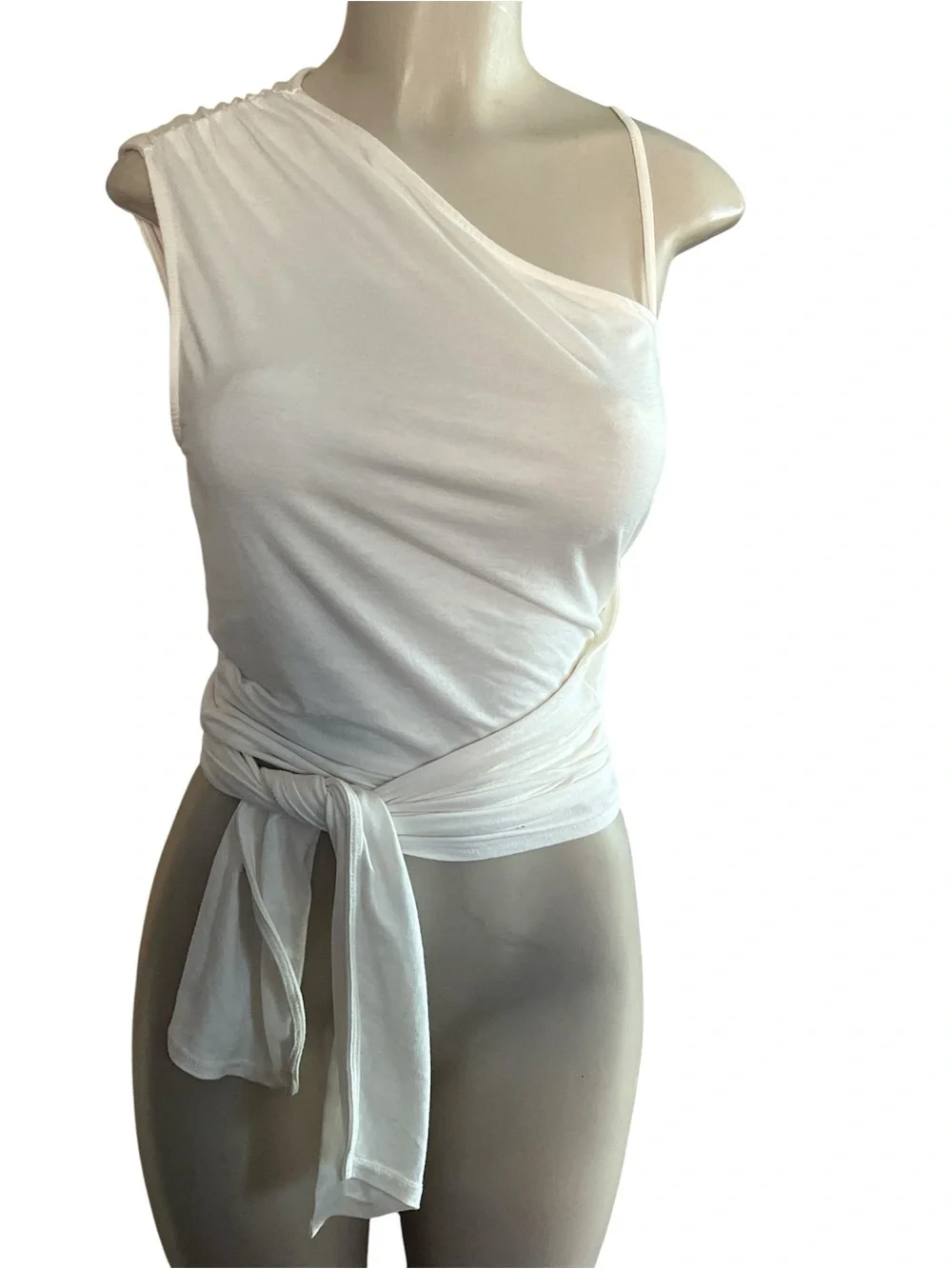 Free People Beach White One-Shoulder Wrap Tie Top